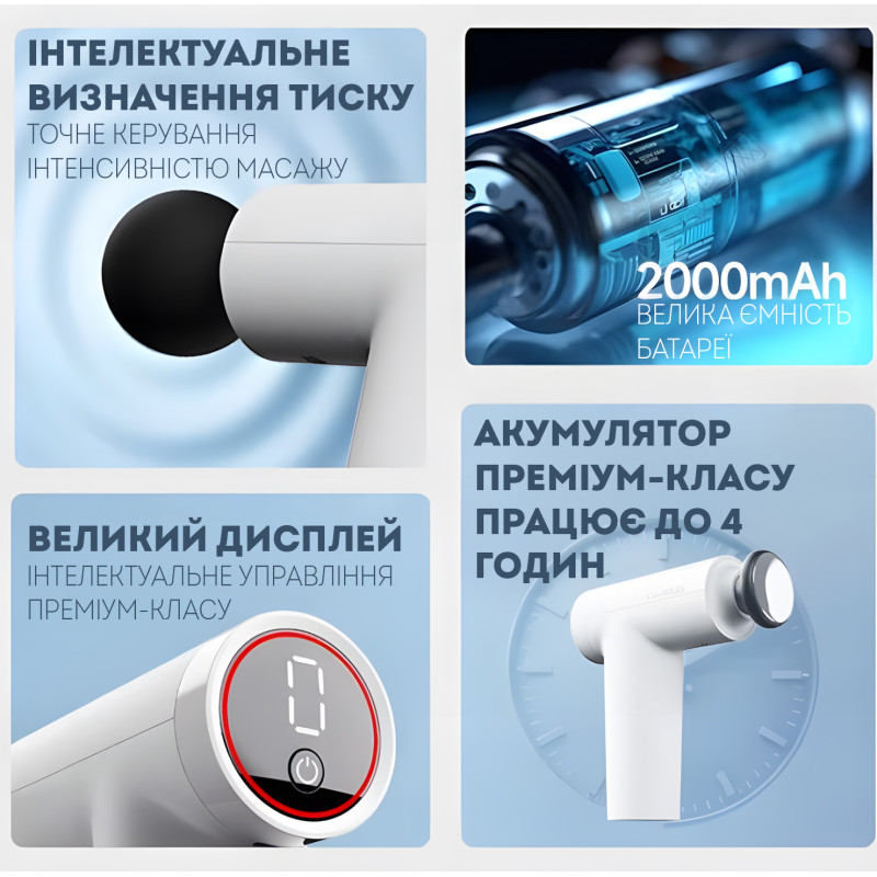 Перкусійний масажер Darius DRS-8000S2 Mini – портативний масажний пістолет з 9 швидкостями та зміною частоти