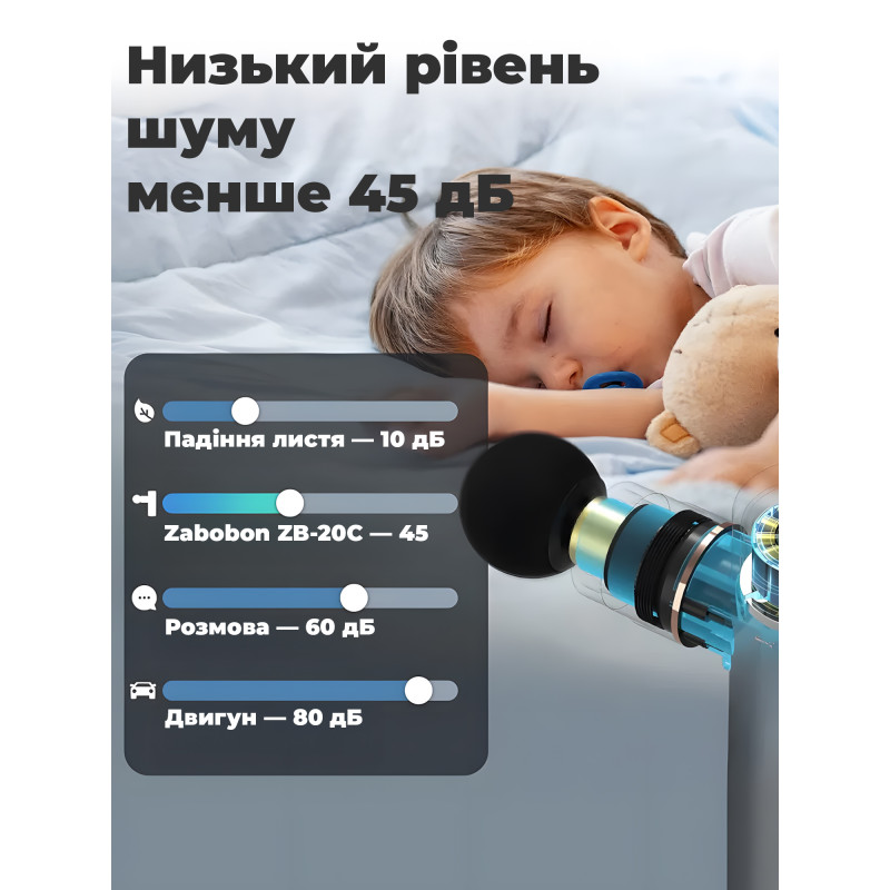 Перкусійний масажер пістолет Zabobon ZB-20C – Ударний електромасажер для тіла