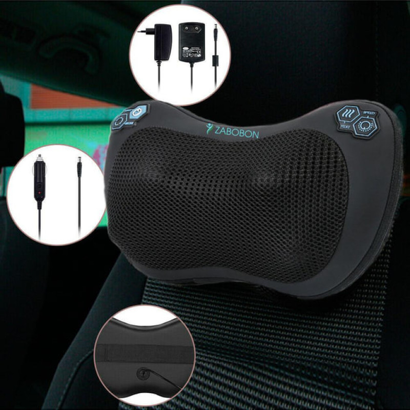 Масажна подушка Zabobon ZM-P002 — роликова подушка Шиацу з підігрівом для шиї та спини
